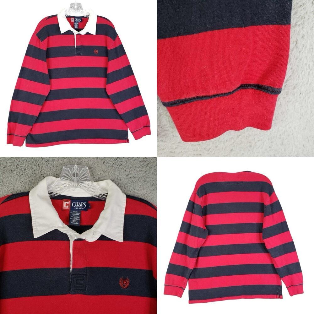 Chaps Ralph Lauren Vtg Rugby Polo Shirt Mens Large Colorblock 90s Y2k Preppy
